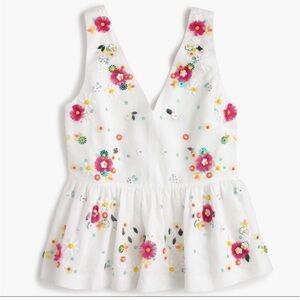 J Crew embellished linen peplum top